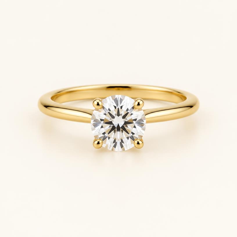 Anel Solitário Ouro 18K com Zircônia